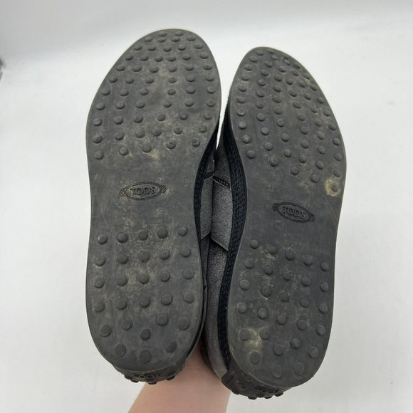 Tod’s Men's Elastico Gomma Rafia Suede Slip-Ons Gray Size 9.5 Rubber Sole - Picture 7 of 8